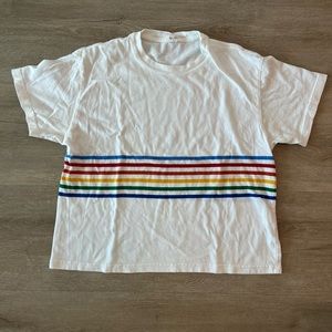 John Galt Cropped White Short Sleeve T-Shirt